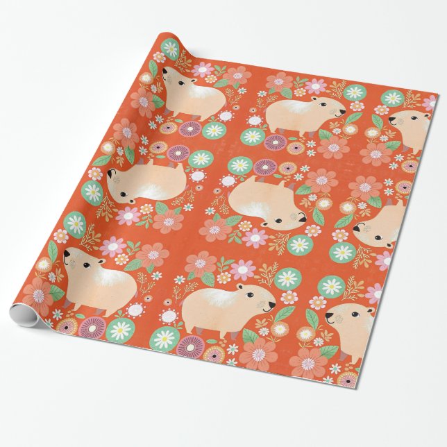 Capybara Wrapping Papper Presentpapper (Utrullad)
