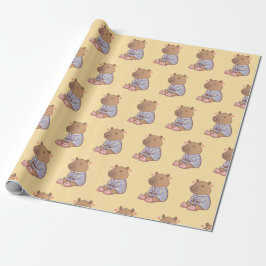 Capybara Wrapping Papper | Roligt och visemisk gåv Presentpapper