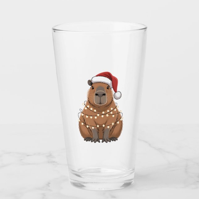 Capybara Xmas Matchning Rolig Tomte Glaskopp (Framsida)