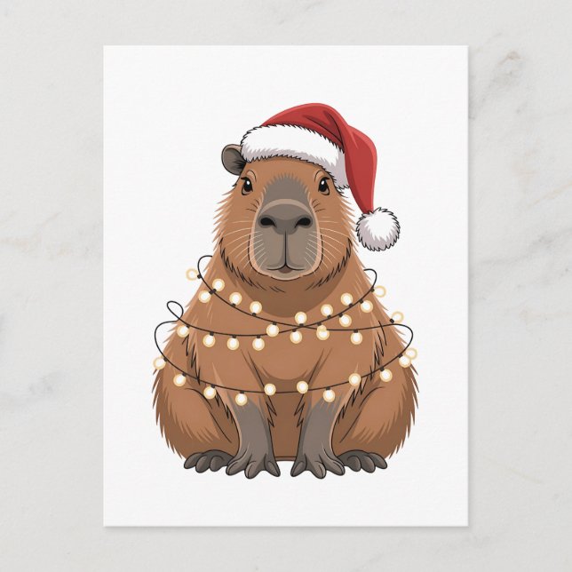 Capybara Xmas Matchning Rolig Tomte Helg Vykort (Framsida)