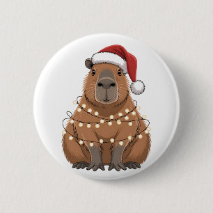 Capybara Xmas Matchning Rolig Tomte Knapp