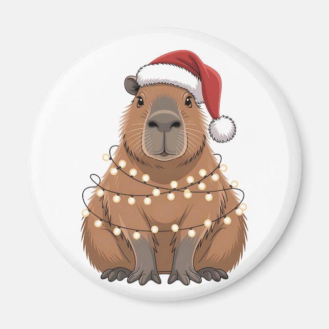 Capybara Xmas Matchning Rolig Tomte Magnet (Framsidan)