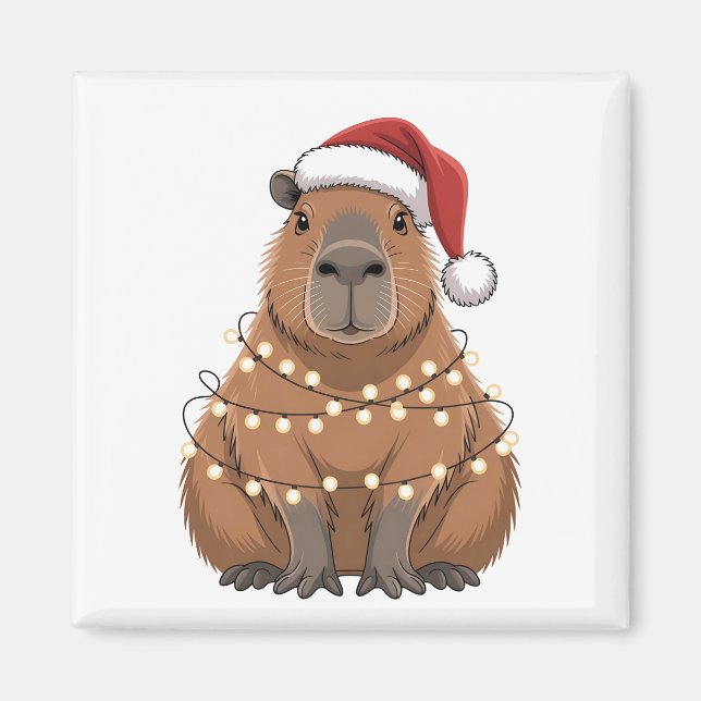 Capybara Xmas Matchning Rolig Tomte Magnet (Framsidan)