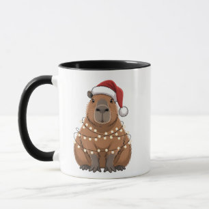 Capybara Xmas Matchning Rolig Tomte Mugg
