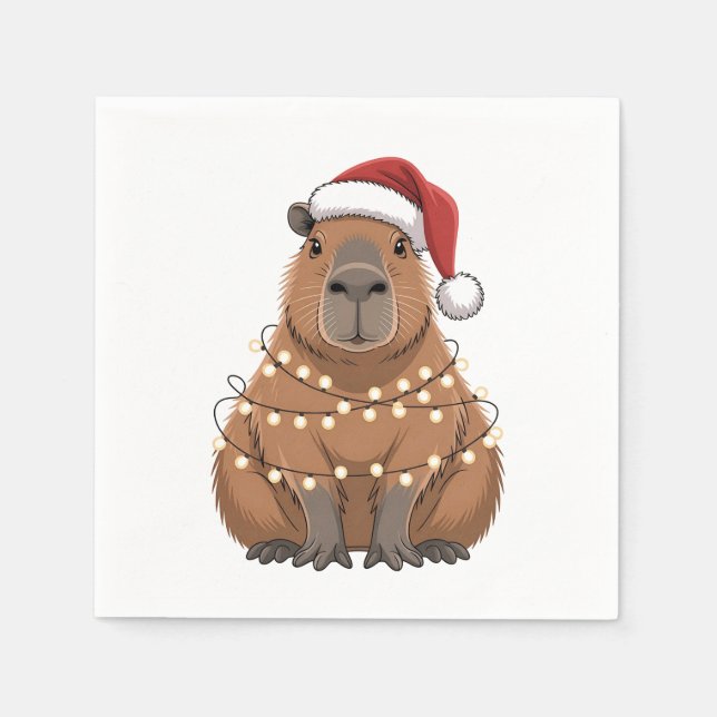 Capybara Xmas Matchning Rolig Tomte Pappersservett (Framsidan)