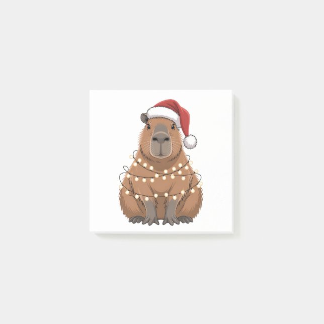 Capybara Xmas Matchning Rolig Tomte Post-it Block (Framsida)