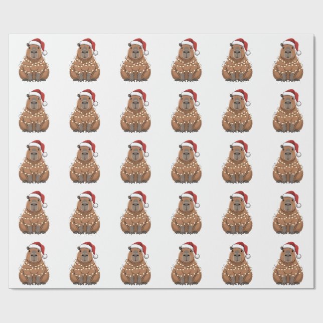 Capybara Xmas Matchning Rolig Tomte Presentpapper (Platt)
