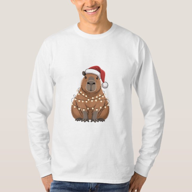 Capybara Xmas Matchning Rolig Tomte T Shirt (Framsida)