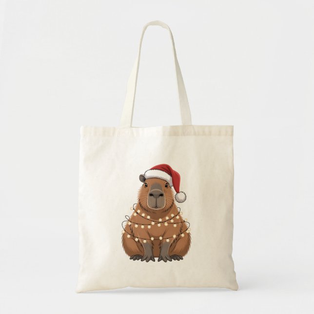 Capybara Xmas Matchning Rolig Tomte Tygkasse (Framsidan)