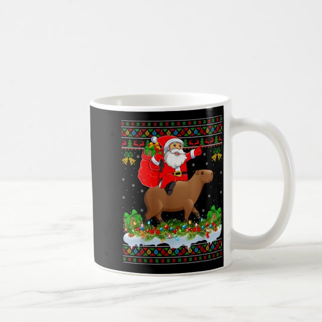 Capybara Xmas Pajamas Ugly Santa Riding Capybara C Kaffemugg (Höger)