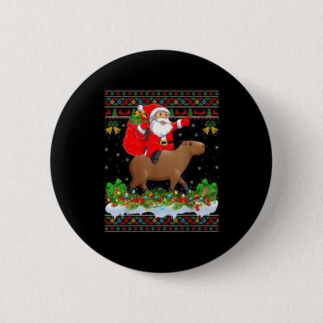Capybara Xmas Pajamas Ugly Santa Riding Capybara C Knapp (Framsida)