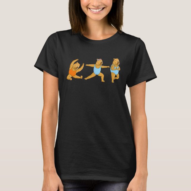 Capybara Yoga erbjuder meditets-workout T Shirt (Framsida)