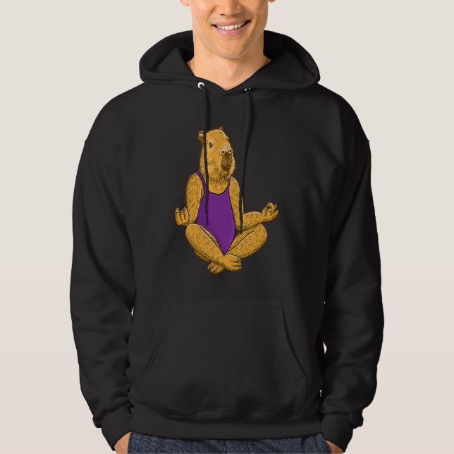 Capybara Yoga poses Meditation Workout exercises g Hoodie (Framsida)