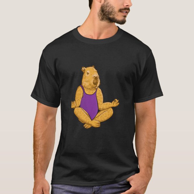 Capybara Yoga poses Meditation Workout exercises g T Shirt (Framsida)