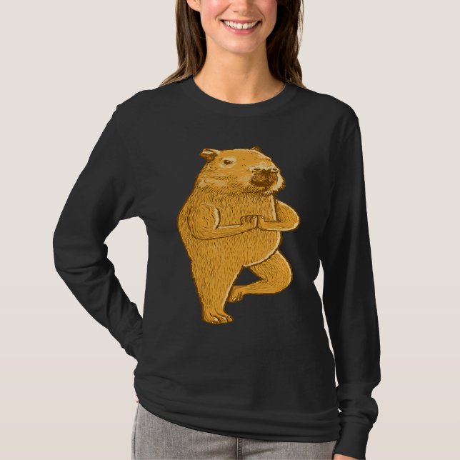 Capybara Yoga ställning Sport Träningsövningar T Shirt (Framsida)