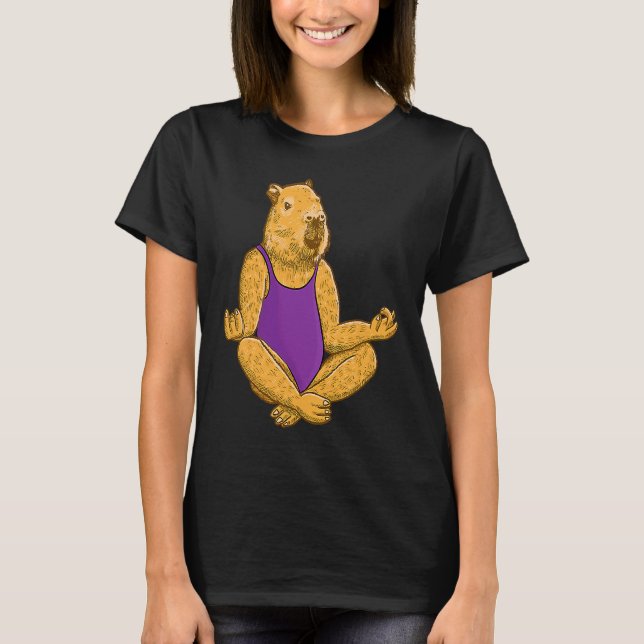 Capybara Yoga ställningar Meditation Träningsövnin T Shirt (Framsida)