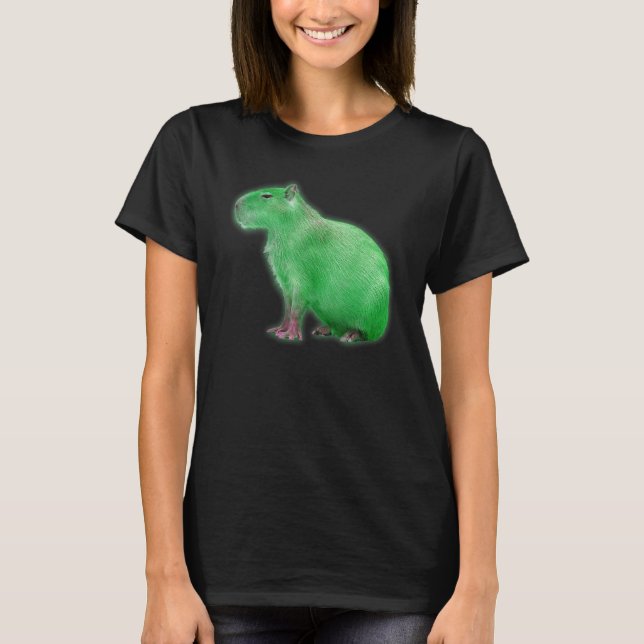 Capybaras Cute Space Capybara Martian Grönt T Shirt (Framsida)