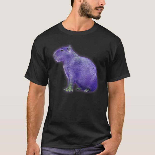 Capybaras Cute Space Capybara Martian Lila T Shirt (Framsida)