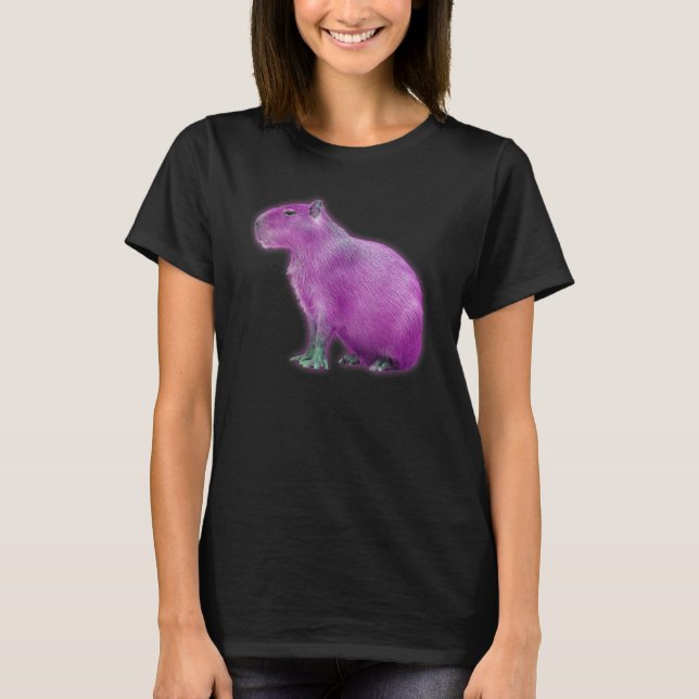 Capybaras Cute Space Capybara Martian Rosa T Shirt (Framsida)