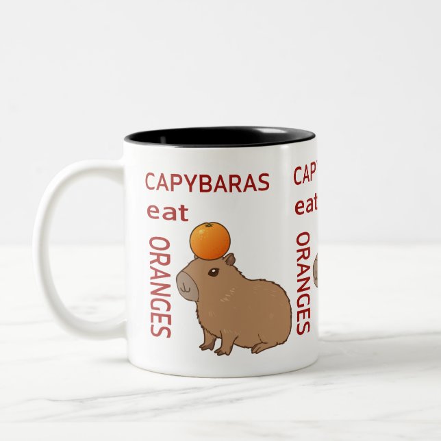 Capybaras Eat Orange Mugg | Cute & Funny Animal (Vänster)