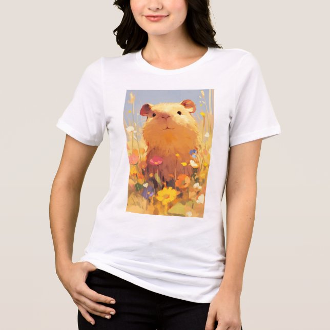 Capybara's Grassy Retreat T Shirt (Framsida)