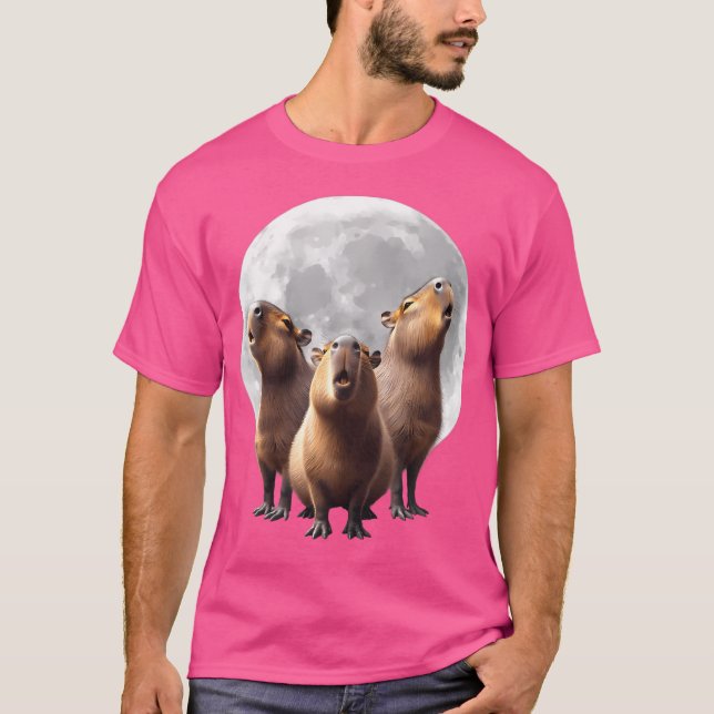Capybaras Howling vid den Måne-nuny Capybara T Shirt (Framsida)