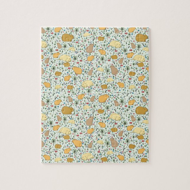 Capybaras i Grönt Pussel (Vertikal)