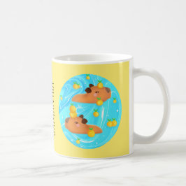 Capybaras i Vatten med Orangar Kaffemugg