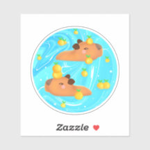 Capybaras i Vatten med Orangar