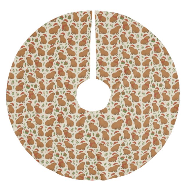 Capybaras vid jul julgransmatta borstad polyester (Framsidan)