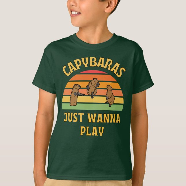 capybaras vill bara spela slogan t shirt (Framsida)