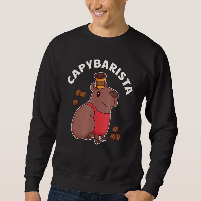 Capybarista Capybara Barista Coffee Lång Ärmad Tröja (Framsida)