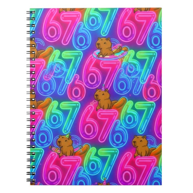 Capybaror med 67 Notebook Anteckningsbok (Framsidan)
