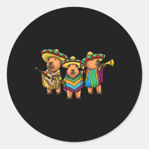 Capybyra Cinco De Mayo Mexican Bynd Musician Kids Runt Klistermärke