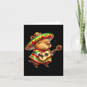 Capybyra Sombrero Guitar Cinco De Mayo Mexican Kid Kort