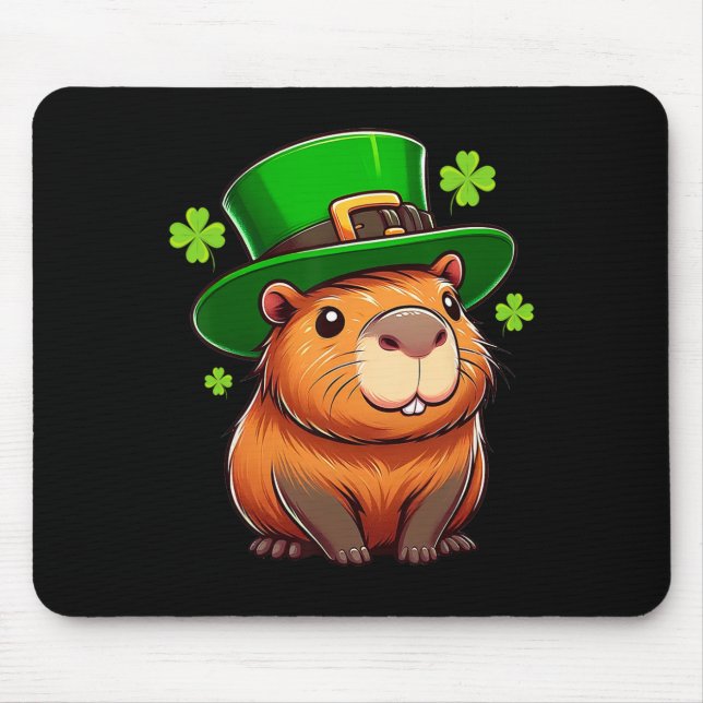 Capybyra St Patricks hatt Tomte Rolig irländsk Ca Musmatta (Framsidan)