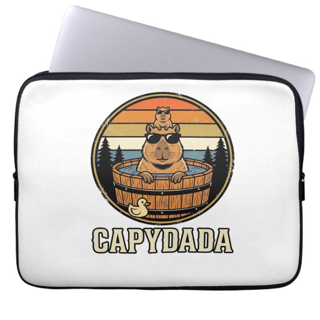 Capydada Capybara Pappa Retro Bastu Vector Design_ Laptop Fodral (Framsidan)