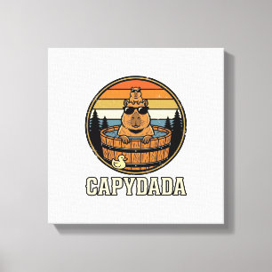 Capydada Capybara Pappa Retro Bastu Vektor Design_ Canvastryck