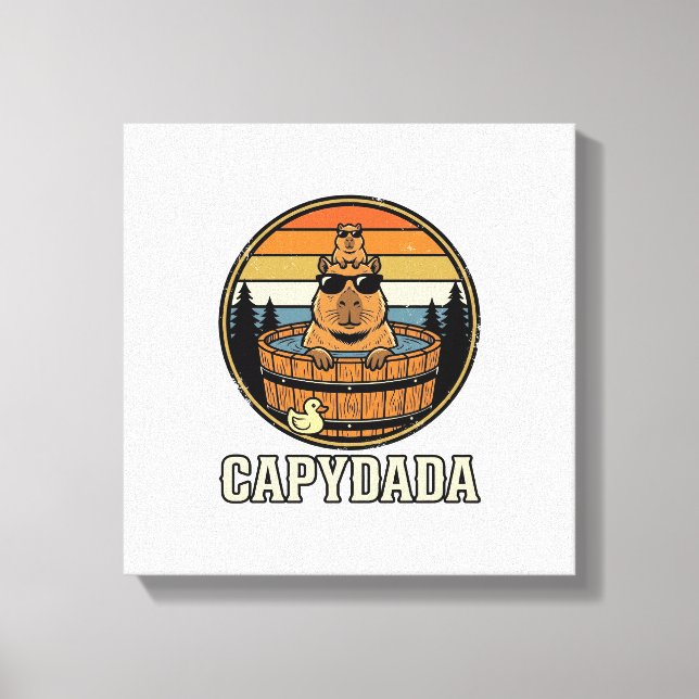 Capydada Capybara Pappa Retro Bastu Vektor Design_ Canvastryck (Framsida)