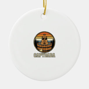 Capydada Capybara Pappa Retro Bastu Vektor Design_ Julgransprydnad Keramik