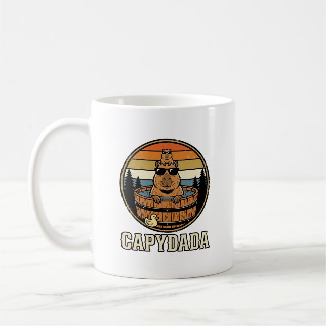 Capydada Capybara Pappa Retro Bastu Vektor Design_ Kaffemugg (Vänster)