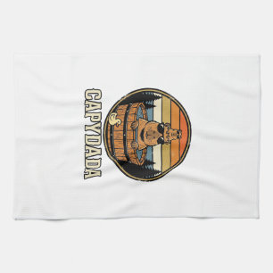 Capydada Capybara Pappa Retro Bastu Vektor Design_ Kökshandduk