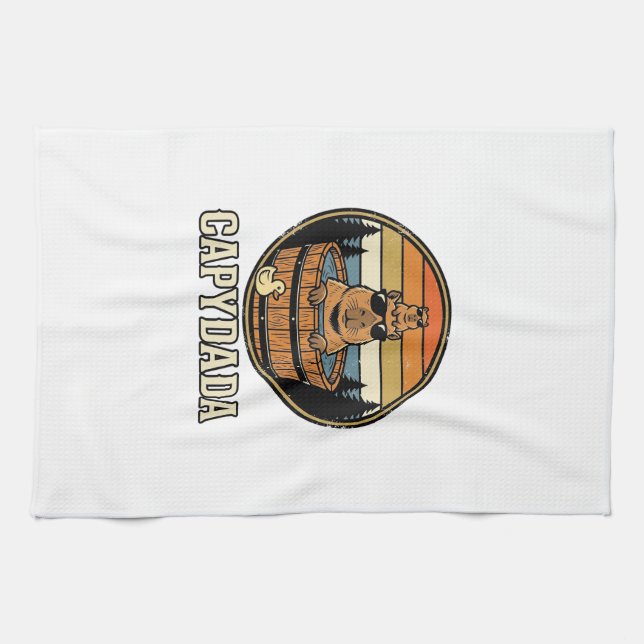 Capydada Capybara Pappa Retro Bastu Vektor Design_ Kökshandduk (Horisontell)