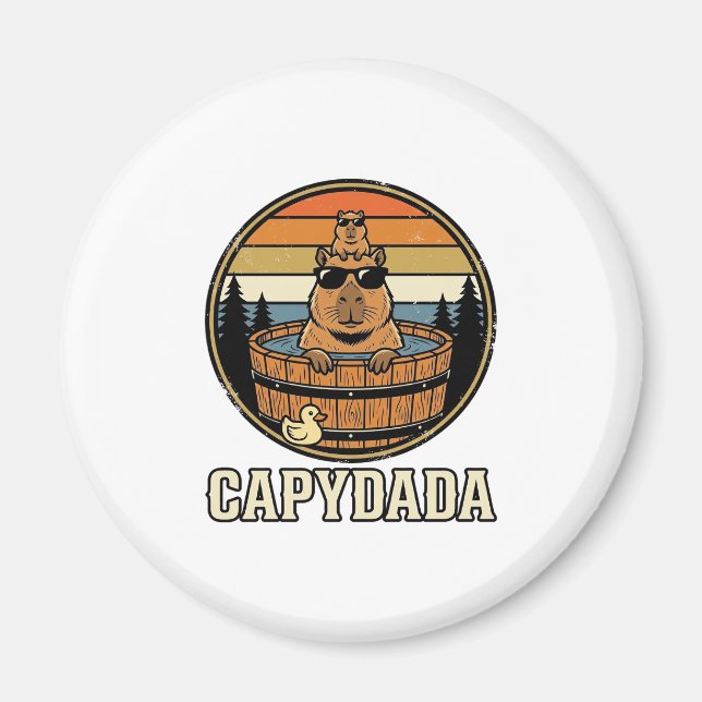 Capydada Capybara Pappa Retro Bastu Vektor Design_ Magnet (Framsidan)