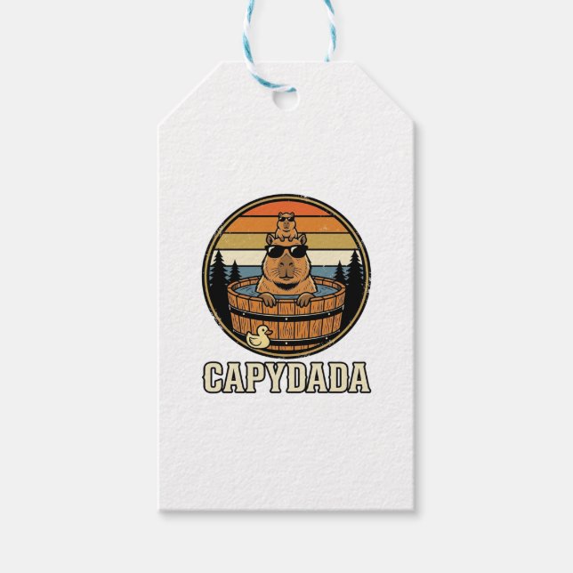 Capydada Capybara Pappa Retro Bastu Vektor Design_ Presentetikett (Framsidan)