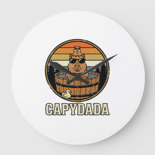 Capydada Capybara Pappa Retro Bastu Vektor Design_ Stor Klocka
