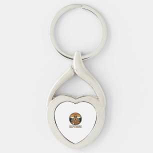 Capydada Capybara Pappa Retro Bastu Vektor Design_ Twisted Heart Silverfärgad Nyckelring