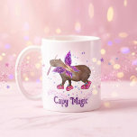 Capyfairy Kaffemugg<br><div class="desc">A cute and funny design featuring an adorable capybara fairy holding a magic wand in her mouth,  surrounded by sparkling stars. She wears fashionable pink shoes. This playful and dreamy illustration is perfect for girls who love magical animals and fairy vibes.</div>
