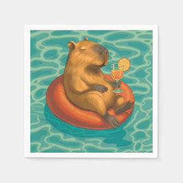 Capylara cocktail sur bouée à la piscine pappersservett