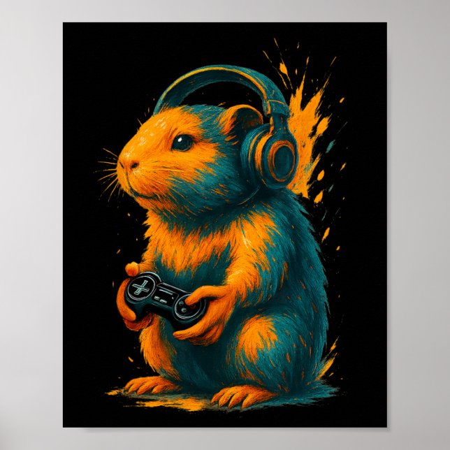 Capyra Gamer Art – Funny Rodent With Controller An Poster (Framsidan)